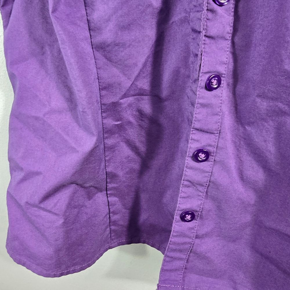 Apt. 9 Deep Purple Puff-Sleeve Button-Down Shirt Size Pm - Picture 4 of 11